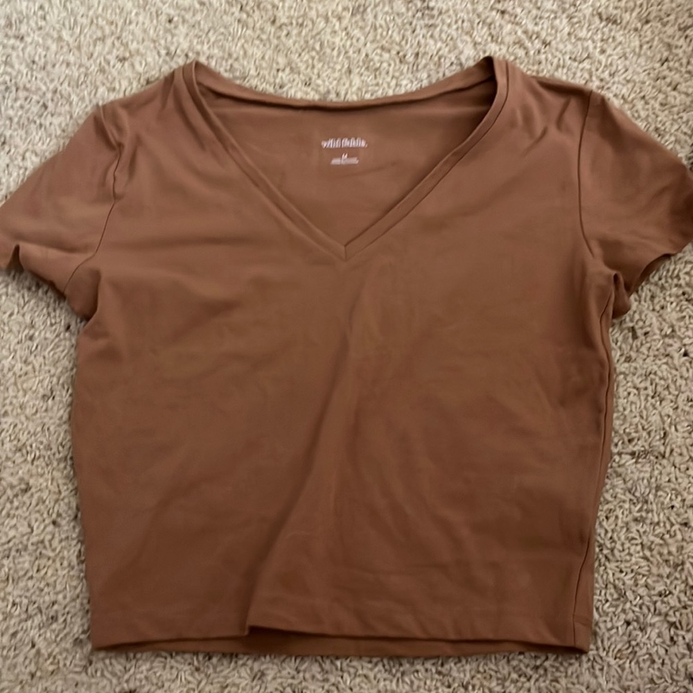 brown v neck crop top size medium